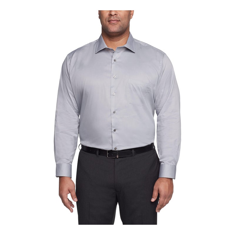 Van Heusen Men's Big FIT Dress Shirts Flex Collar Stretch Solid Shirt, Grey Mist, 19" Neck 34"-35" Sleeve (3X-Large) - Image 1